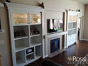 Twin built in units with glass display shelves white
